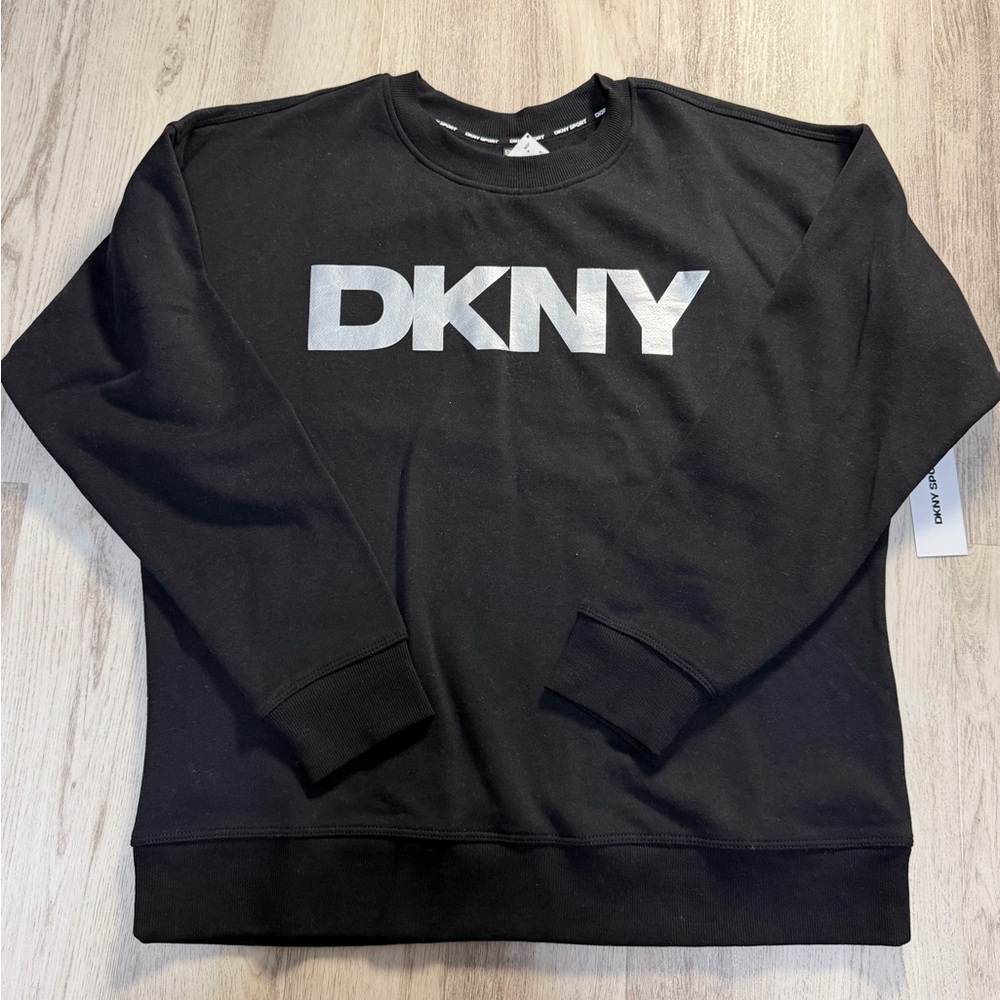DKNY Black Sweatshirt with Metallic Logo